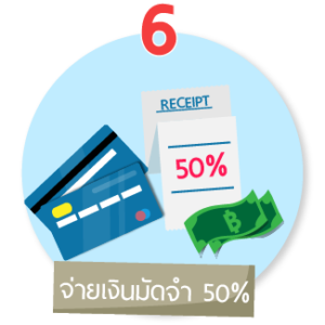 ขั้นตอนที่ 6 จ่ายมัดจำ 50%
